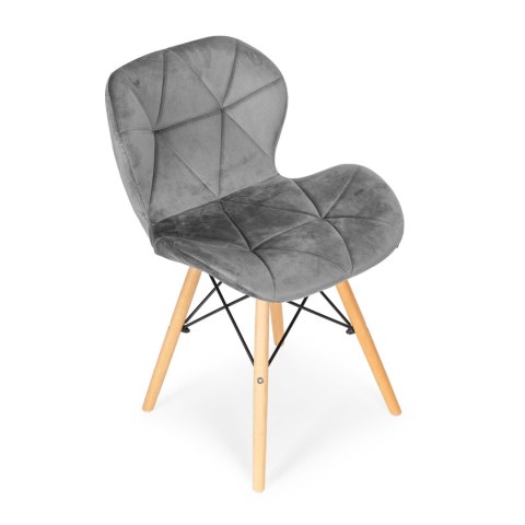 Komplet 4 krzeseł welurowych do jadalni i salonu szare ModernHome ModernHome Komplet 4 krzeseł welurowych do jadalni i salonu szare ModernHome ModernHome
