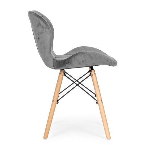 Komplet 4 krzeseł welurowych do jadalni i salonu szare ModernHome ModernHome Komplet 4 krzeseł welurowych do jadalni i salonu szare ModernHome ModernHome