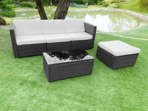 Komplet mebli ogrodowych z technorattanu narożnik modułowy stolik szary MultiGarden MultiGarden Komplet mebli ogrodowych z technorattanu narożnik modułowy stolik szary MultiGarden MultiGarden