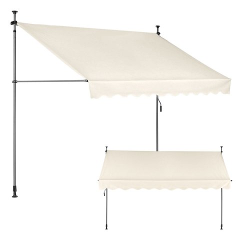 Markiza przeciwsłoneczna balkonowa 300x120 cm regulacja wysokości wodoodporna korbka ręczna beżowa MultiGarden MultiGarden Markiza przeciwsłoneczna balkonowa 300x120 cm regulacja wysokości wodoodporna korbka ręczna beżowa MultiGarden MultiGarden