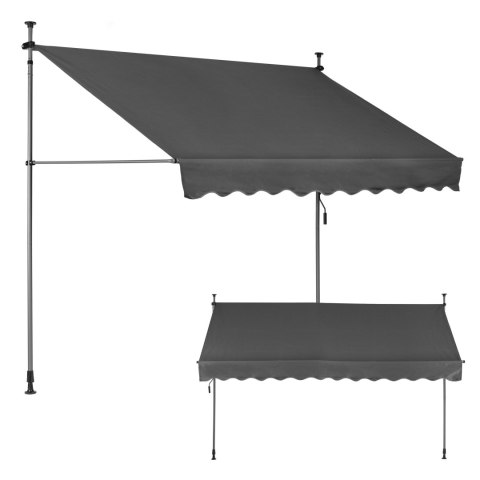 Markiza przeciwsłoneczna balkonowa 300x120 cm regulacja wysokości wodoodporna korbka ręczna szara MultiGarden MultiGarden Markiza przeciwsłoneczna balkonowa 300x120 cm regulacja wysokości wodoodporna korbka ręczna szara MultiGarden MultiGarden
