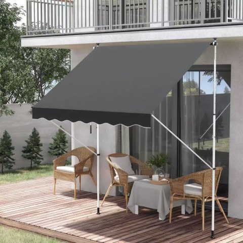 Markiza przeciwsłoneczna balkonowa 300x120 cm regulacja wysokości wodoodporna korbka ręczna szara MultiGarden MultiGarden Markiza przeciwsłoneczna balkonowa 300x120 cm regulacja wysokości wodoodporna korbka ręczna szara MultiGarden MultiGarden
