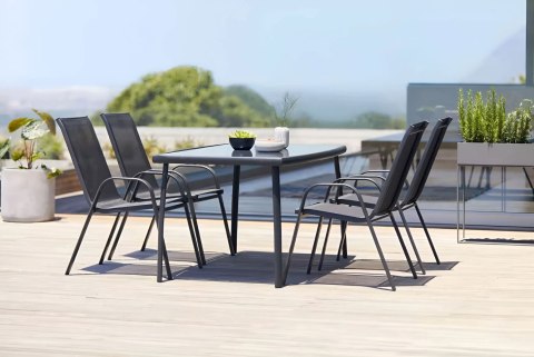 Zestaw komplet 4 krzeseł ogrodowych na taras balkon czarne MultiGarden MultiGarden Zestaw komplet 4 krzeseł ogrodowych na taras balkon czarne MultiGarden MultiGarden