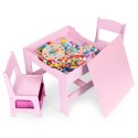 Zestaw mebli dla dzieci stolik + 2 krzesła tablica kredowa różowy ECOTOYS ECOTOYS