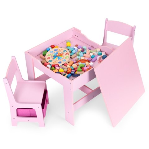 Zestaw mebli dla dzieci stolik + 2 krzesła tablica kredowa różowy ECOTOYS ECOTOYS Zestaw mebli dla dzieci stolik + 2 krzesła tablica kredowa różowy ECOTOYS ECOTOYS