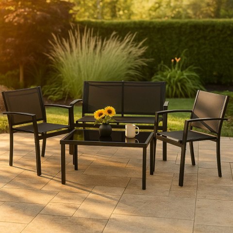 Zestaw mebli ogrodowych stół ławka fotele metal MultiGarden MultiGarden Zestaw mebli ogrodowych stół ławka fotele metal MultiGarden MultiGarden